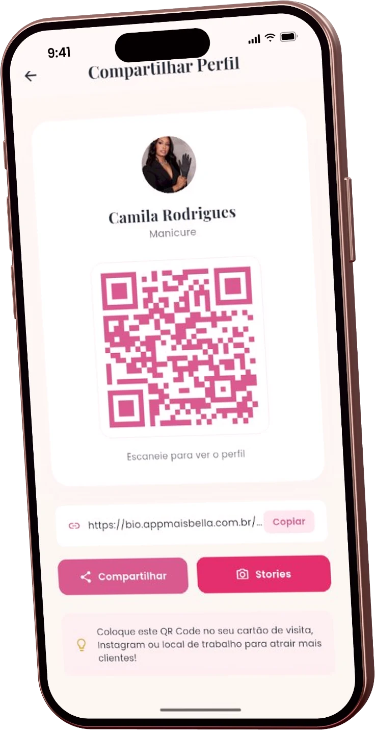 Tela de compartilhar perfil com QR code